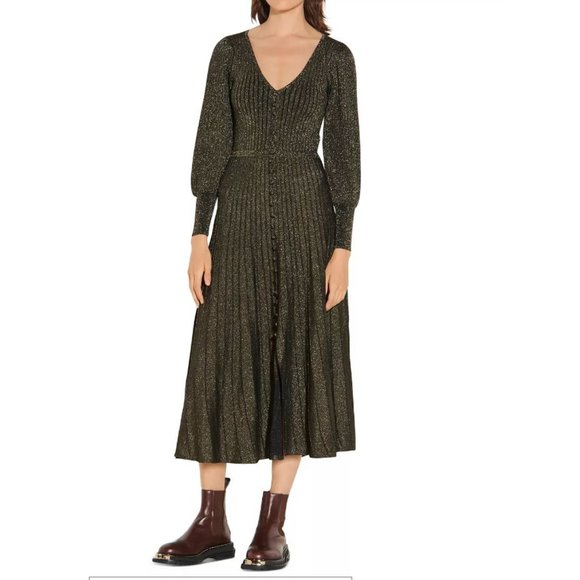 SANDRO Paris Aure Metallic Long Lurex Knit Dress! - Picture 14 of 16